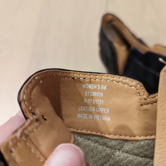 Black Leather Wedge Ankle Boots Sperry Gold Cup - Picture 7 of 10